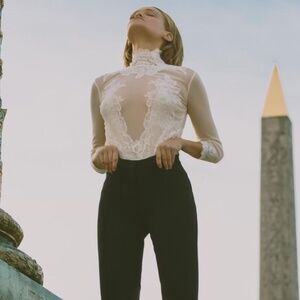 Free People- We are HAH- Take HAH Bow reversible Bodysuit in La Creme-